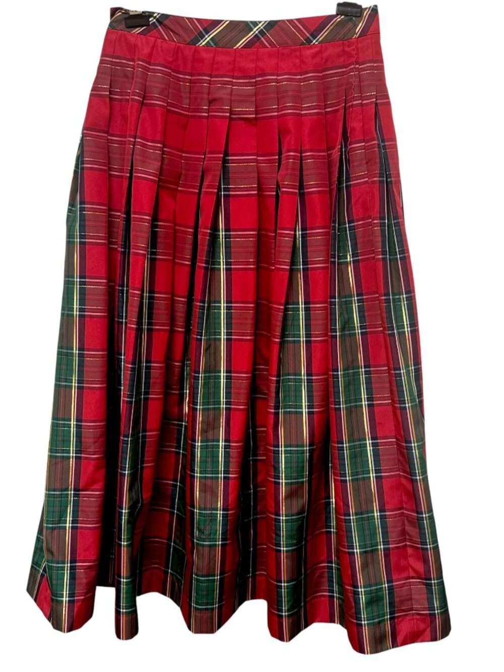 Talbots Holiday Maxi Skirt Size 10 Red Gold Plaid Preppy Christmas Full Maxi - Picture 8 of 12